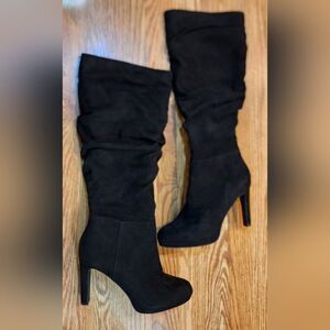 Sexy Black Kuzma Knee High Heeled Boots Women's Size 10